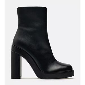 Zara platform leather heeled ankle boots
